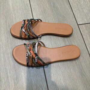 Madewell Tracie Crisscross Slide Sandal in Snake Embossed Leather